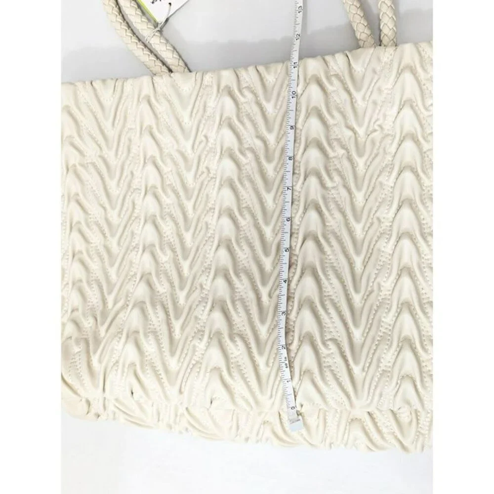 Sam Edelman Ari Women's Quilted Large Tote in Ivory Leather (MSRP $295)
